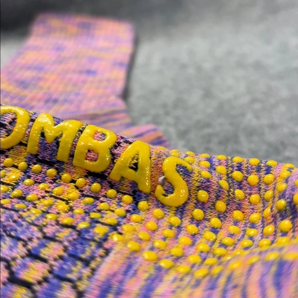 Bombas Grippers Space Dye Calf pink purple yellow marble Socks Med